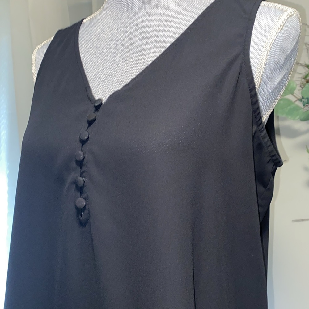 Semi sheer hi lo dress cami shell sleeveless black polyester women’s medium